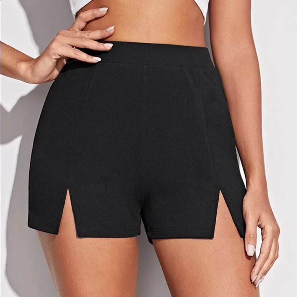 Front slit black shorts